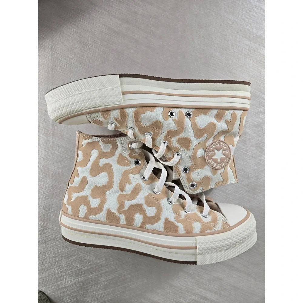 Converse Chuck Taylor All Star EVA Lift Hi Animal Print A11112C Tan White 5.5Y